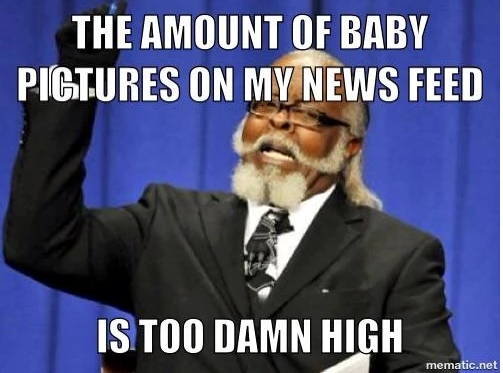 ميم يعبر عن الإنزعاج من تباهي المتزوجين الحمقى بأطفالهم عبر الإنترنت. 