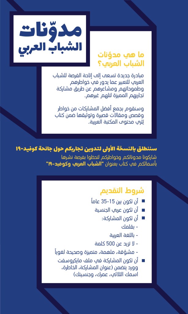  مبادرة تسعى لإتاحة الفرصة للشباب العربي للتعبير عما يدور في خواطرهم وطموحاتهم ومشاعرهم لمختلف المواضيع المجتمعية