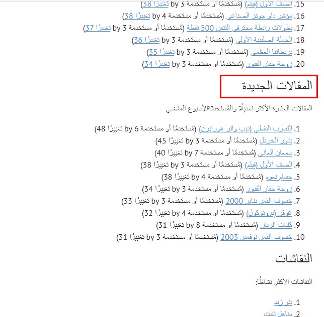 المقالات الجديدة التي أضيفت لموسوعة ويكيبيديا العربية في الأسبوع الذي سبق تاريخ 19 نوفمبر 2021م 