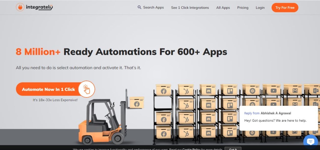 واجهة موقع Integrately