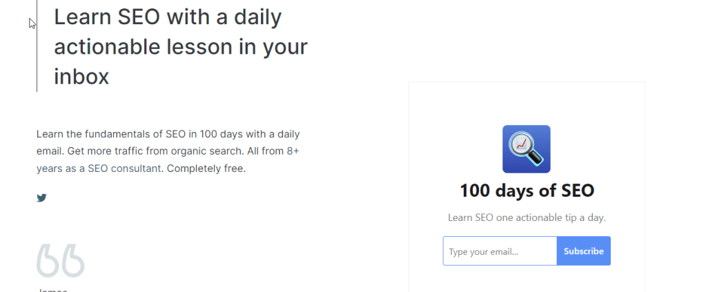 واجهة دورة مئة يوم من تحسين محركات البحث. ترسل لك مجانًا لبريدك الإلكتروني. أوصي بها