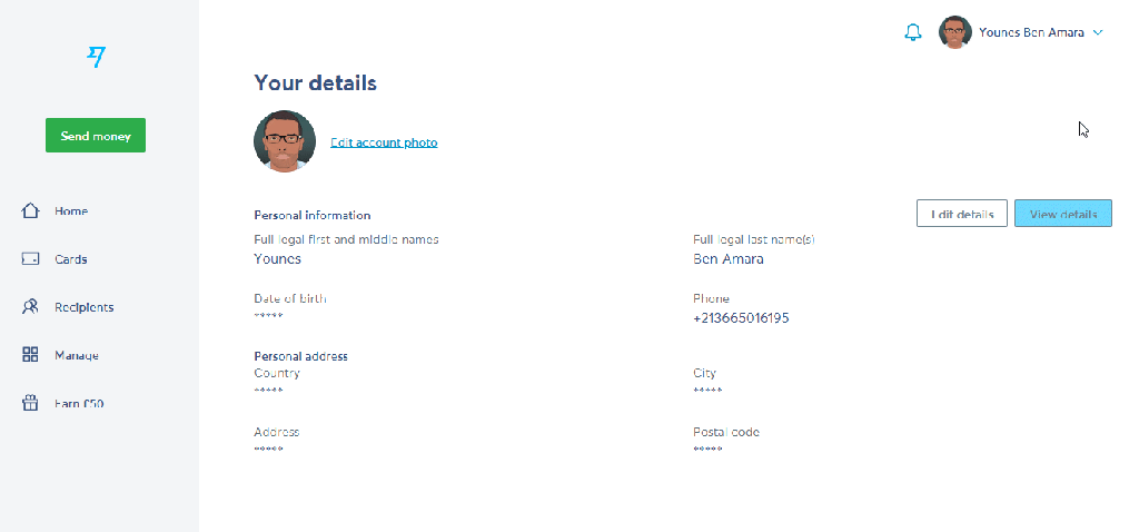 في قسم تفاصيلي اضغط على تعديل البيانات أو التفاصيل لتعديل العنوان 