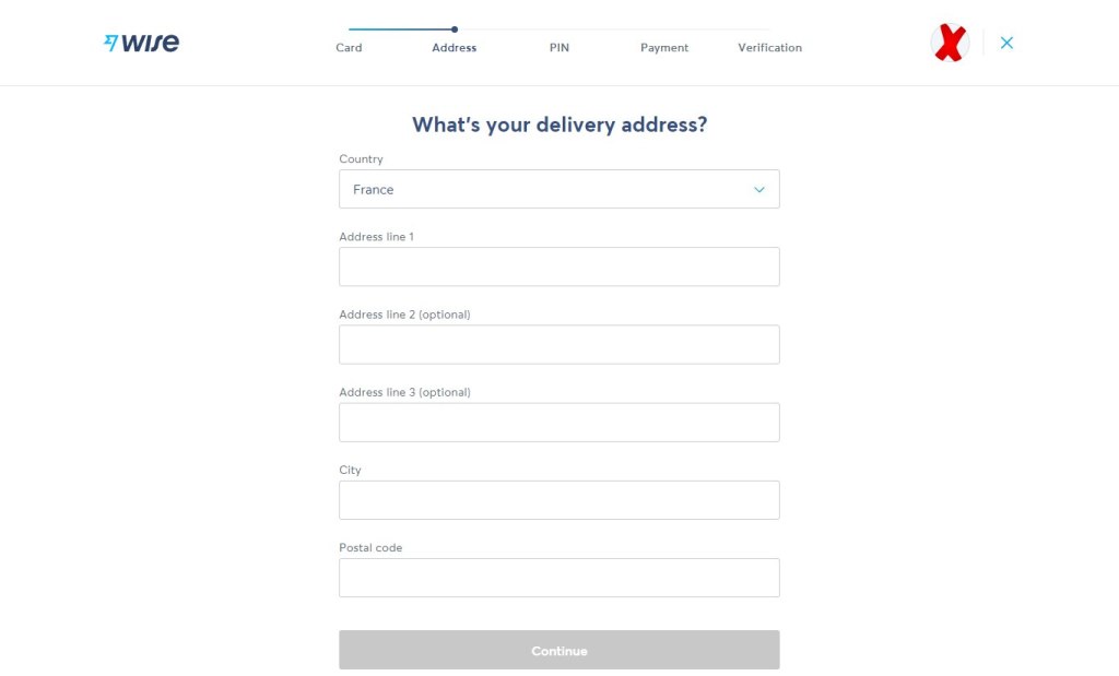 خطوة إدراج بيانات عنوانك الأوروبي في وايز. انسخ والصق من عنوانك المجاني في بورساي