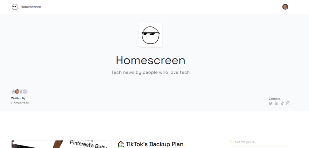 واجهة نشرة هوم سكرين الخاصة بأخبار الشركات الناشئة [رابط إحالة]