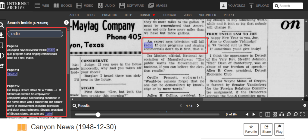 بحثي عن فكرة تغلب التلفيزيون على الراديو في أرشيف الإنترنت