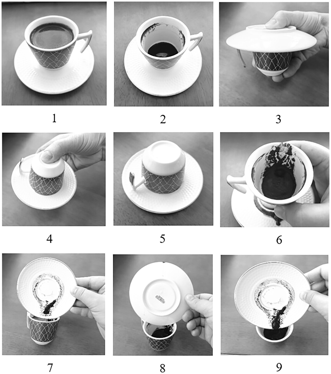 الشكل 1: عملية قراءة الفنجان لكشف البخت. بيتيل إروز (Betil Eröz) وزميلاتها