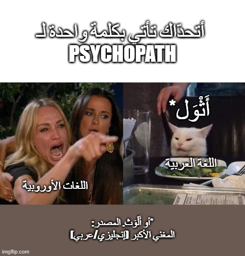 تعريب psychopath بكلمة واحدة لا غير المصدر: منصة معجم؛ صنعت الميم بـimgflip.com